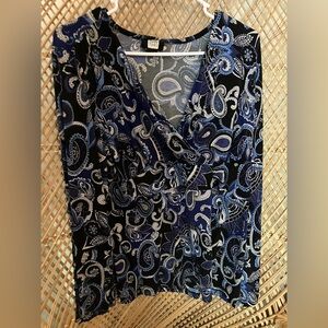 Studio 1940 Black and Blue Paisley Blouse